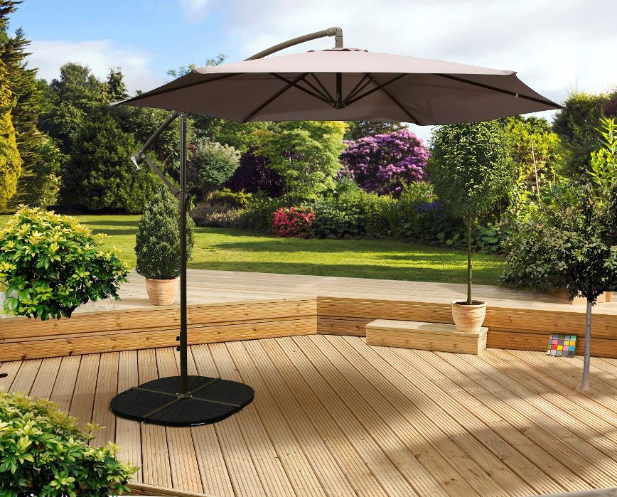 3m overhanging parasol taupe
