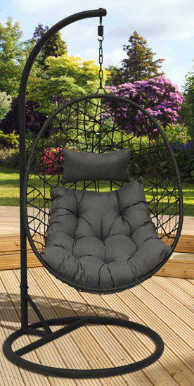 Single rattan hanging egg chair